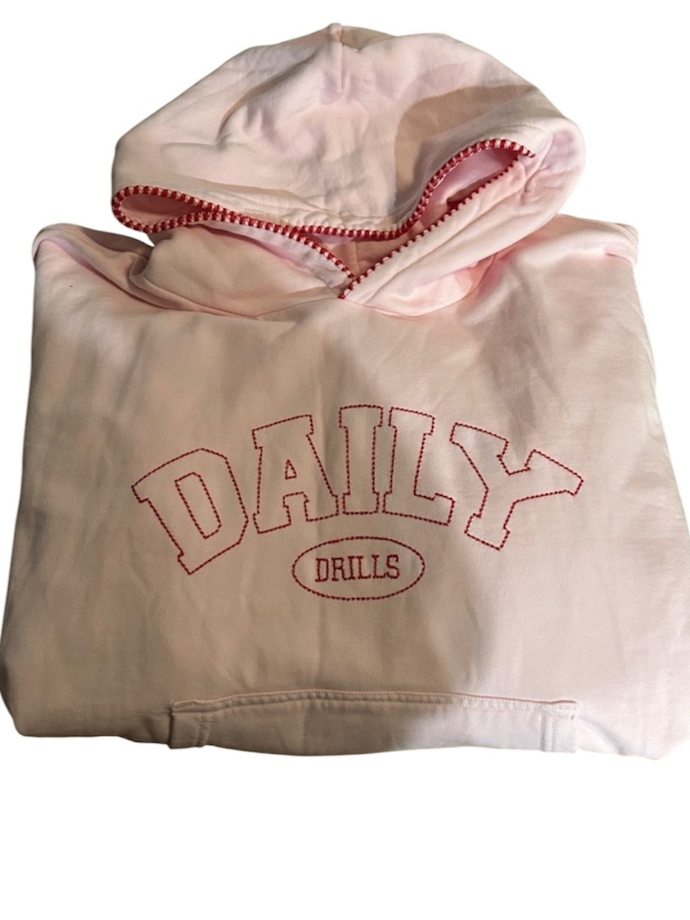 Daily Drills Pink Hoodie with Red Stitching—M/L - Picture 3 of 9